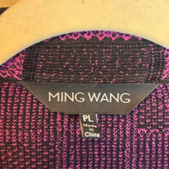 Ming Wang Jacket Cardigan Size Petite Large Arty Office Purple Black - Picture 3 of 4